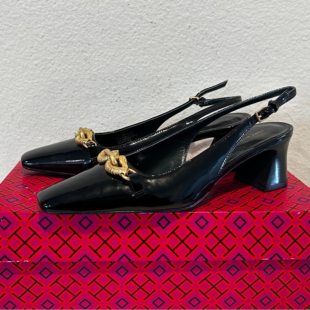 Tory Burch 55 mm Jessa Slingback Shoes Patent Leather, Size 7, New with Box
